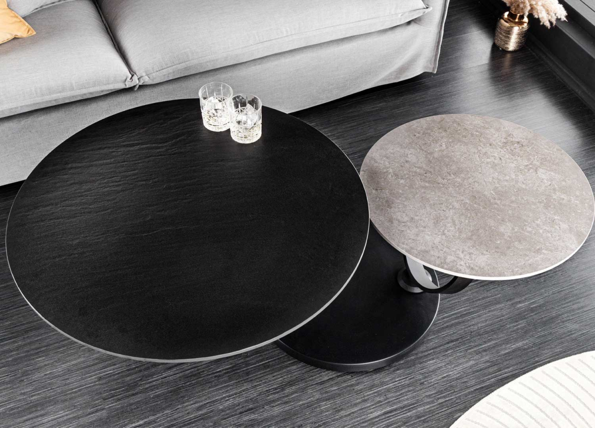 Table basse moderne en céramique plateau pivotant