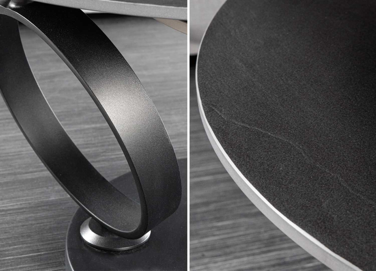 Table Basse Plateaux Ronds Rotatifs gris et noir