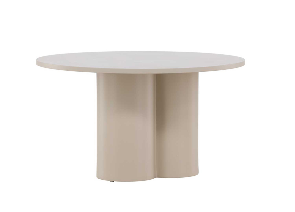 Table de salon ronde laquée beige mate