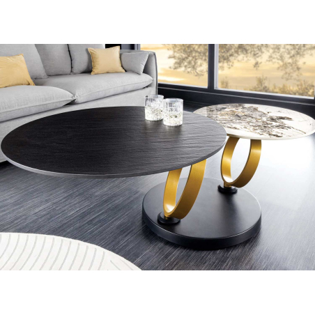 Table basse en céramique extensible plateau tournant