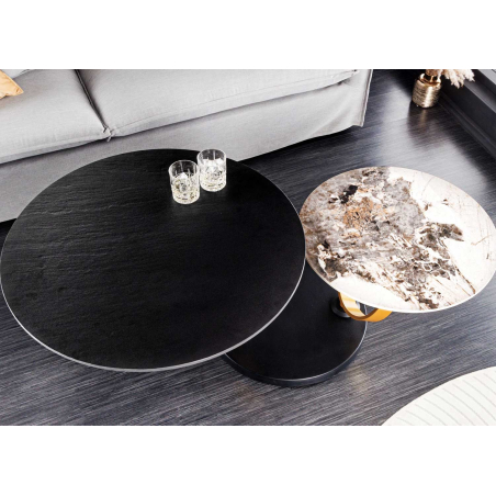Table basse moderne plateaux ronds rotatifs en céramique