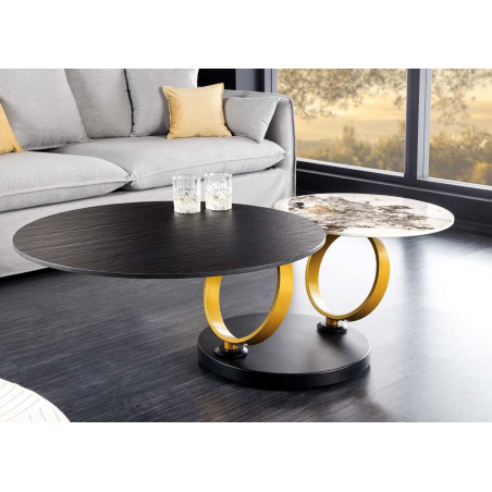 Table basse design avec plateaux rotatifs en céramique