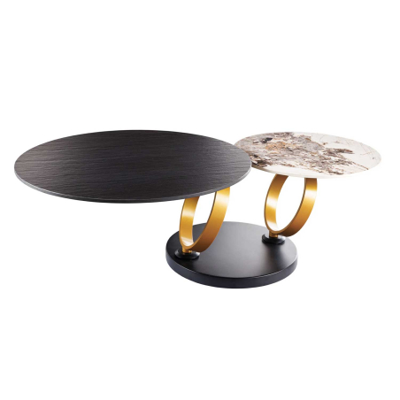 Table basse design en céramique plateau rond tournant modulable