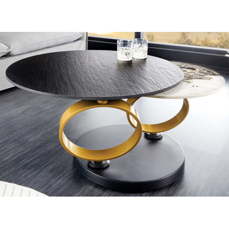 Table basse moderne en céramique plateau tournant