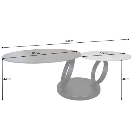 Table Basse Modulable Plateaux Ronds en Céramique
