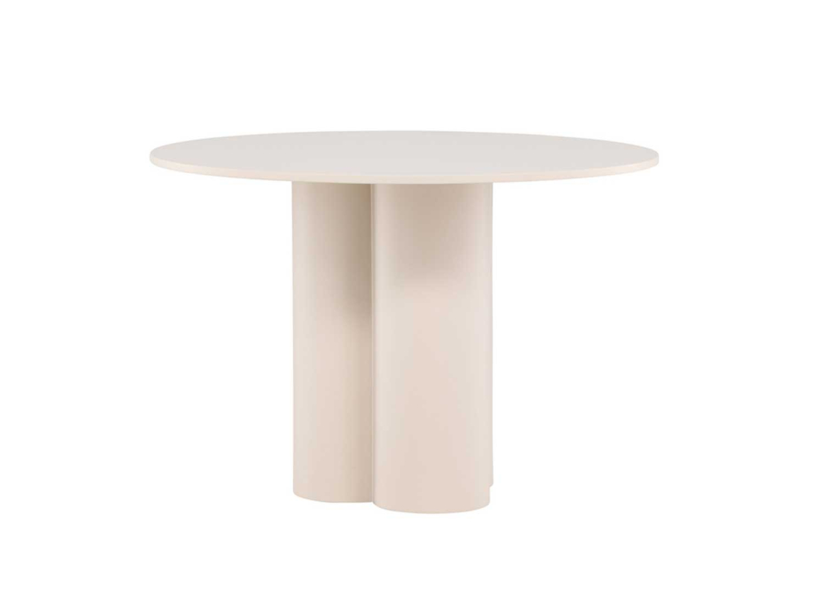 Table de repas laquée beige ronde 110 cm
