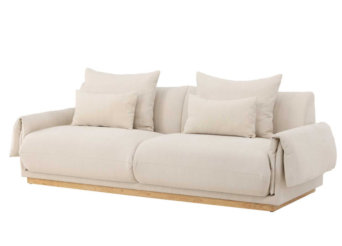 Canapé de salon en lin beige style scandinave