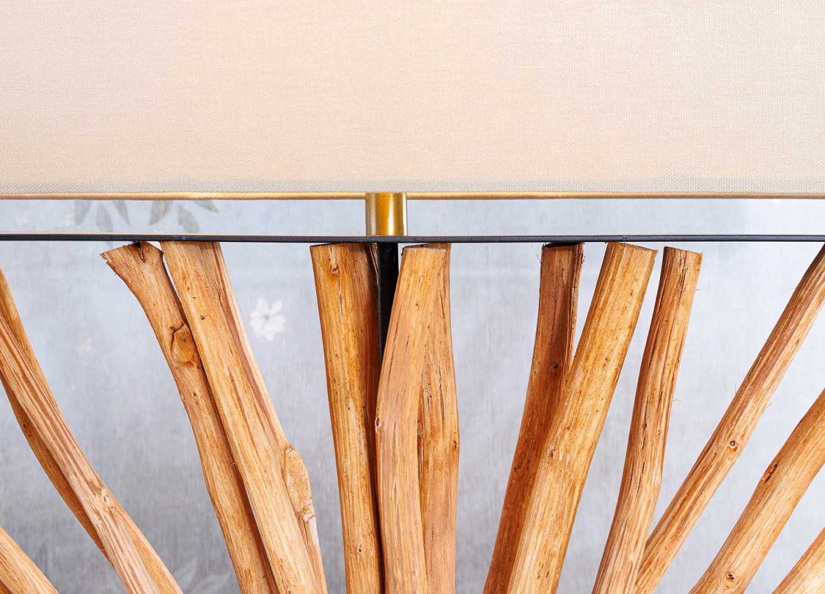 Lampe de Table Originale bois et métal 80 cm