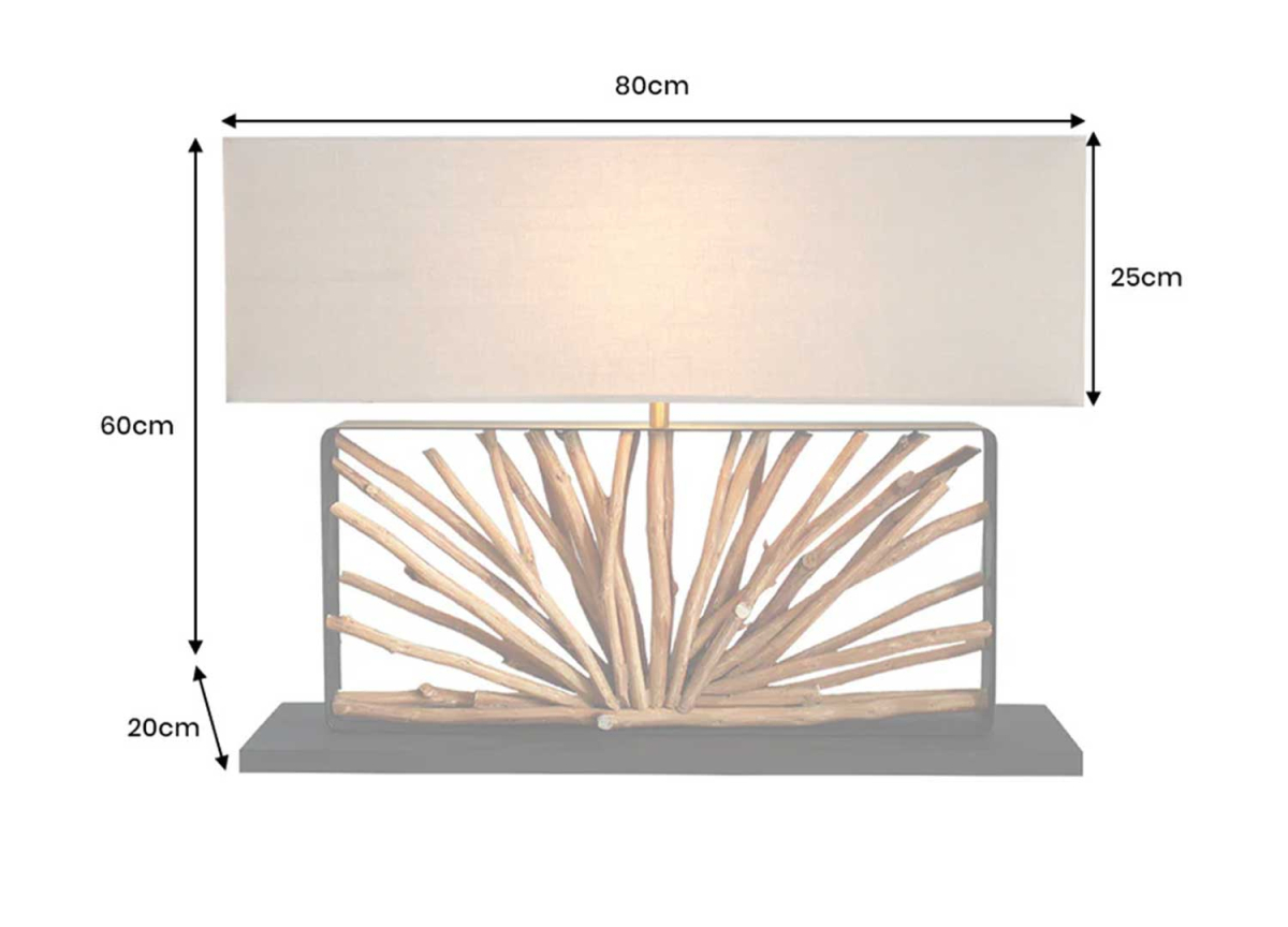 Lampe de Table Originale bois et métal 80 cm