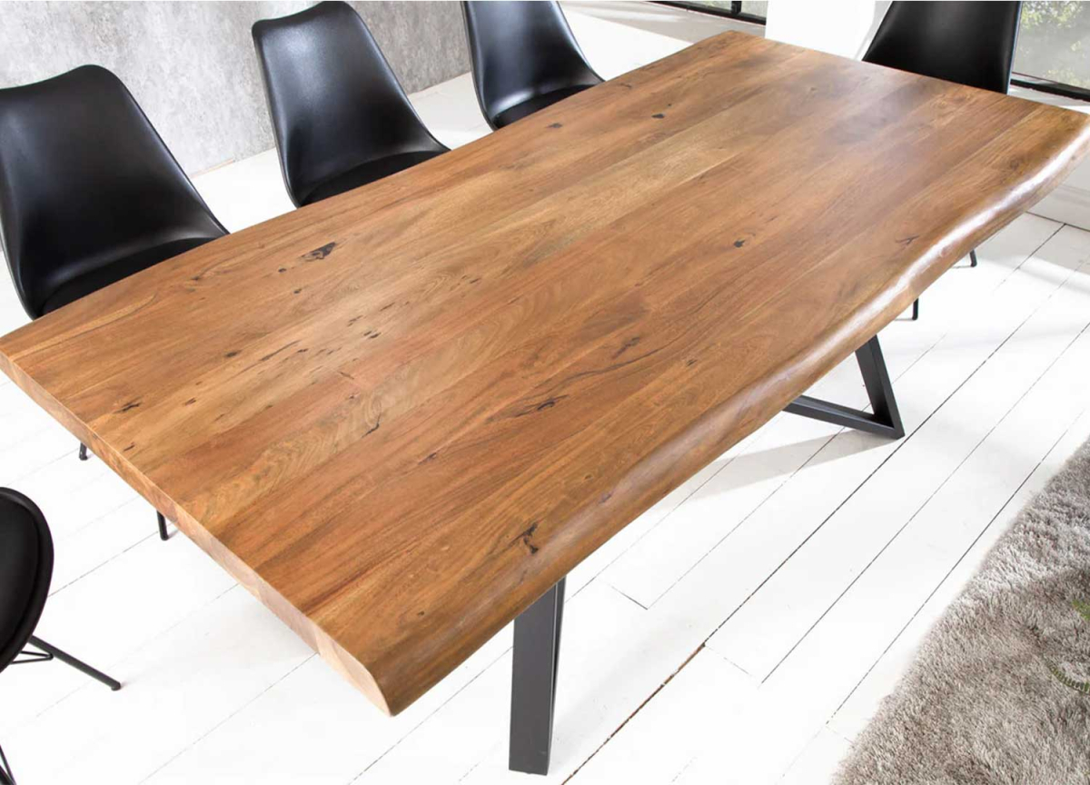 Table salle à manger bois et métal 8 personnes