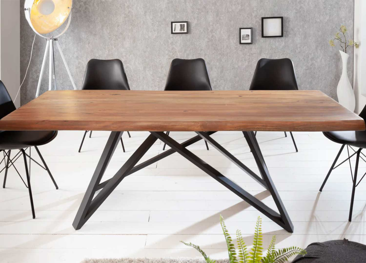 Table à manger rectangulaire bois massif acacia 2 mètres