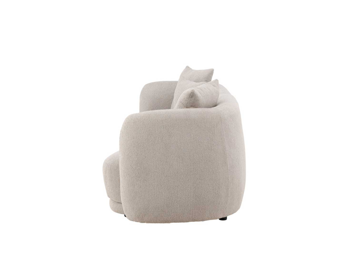 Canapé Haricot 2/3 Places en Tissu Bouclé Beige