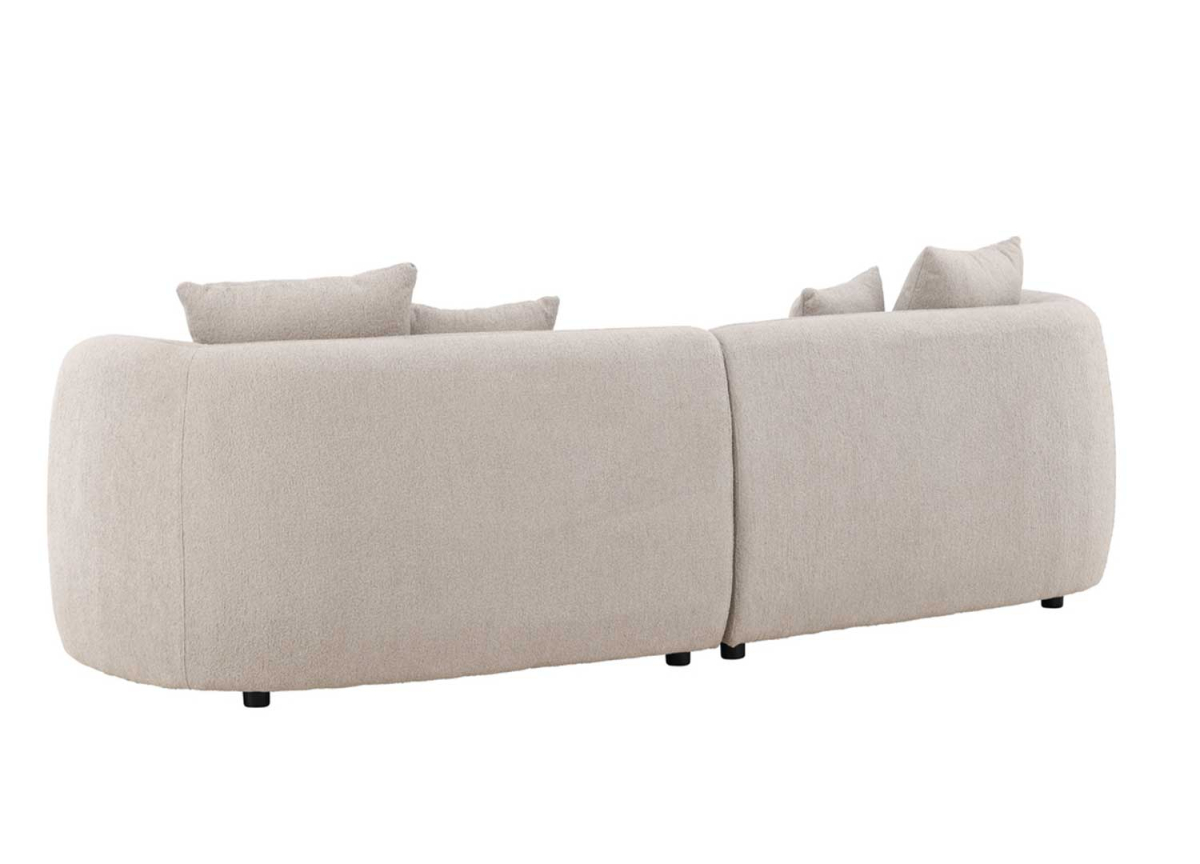 Canapé Haricot 2/3 Places en Tissu Bouclé Beige