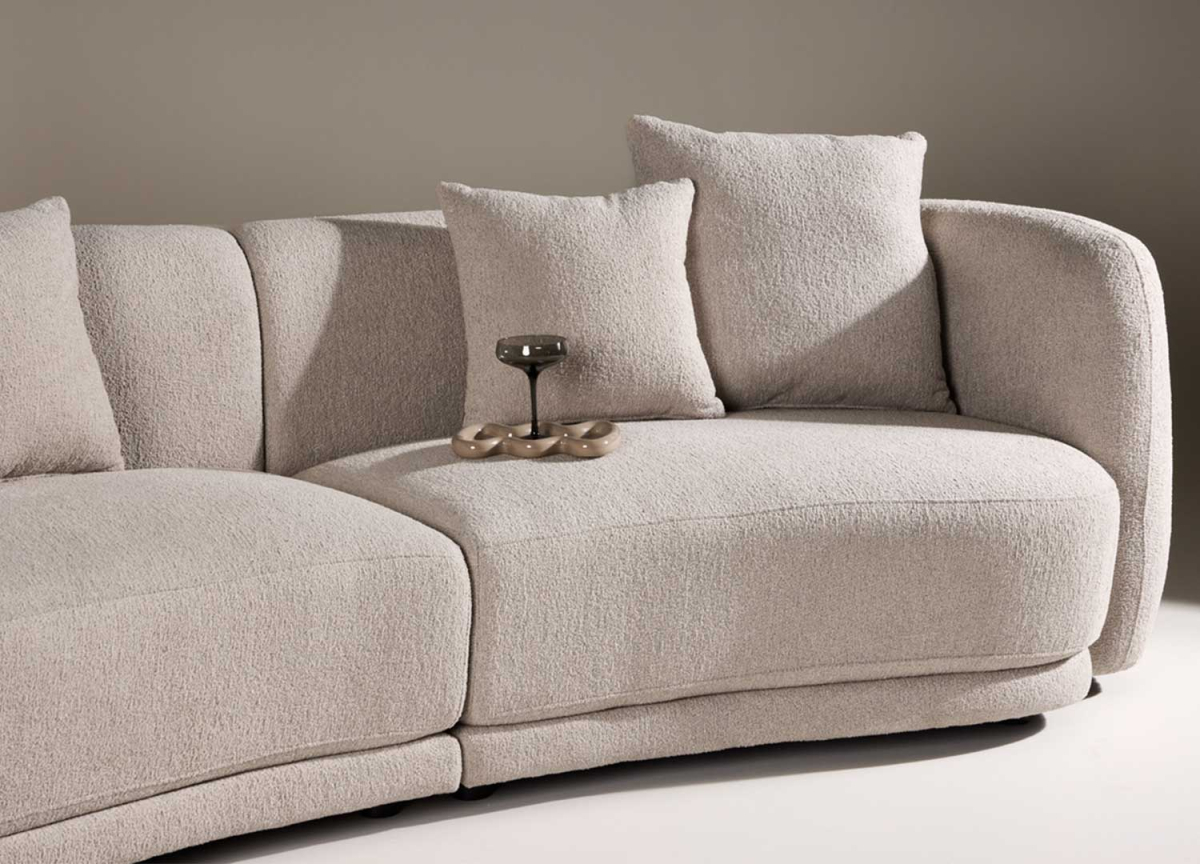 Canapé Haricot 2/3 Places en Tissu Bouclé Beige