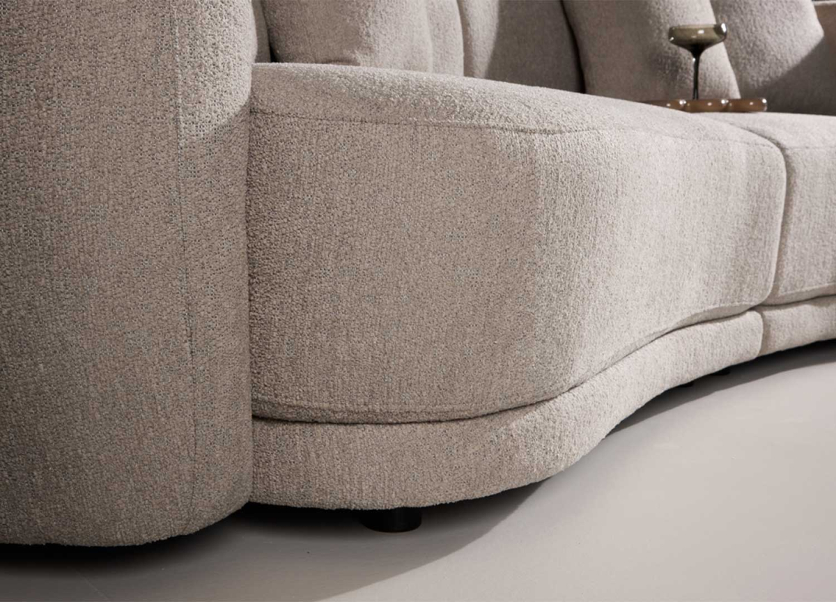 Canapé Haricot 2/3 Places en Tissu Bouclé Beige