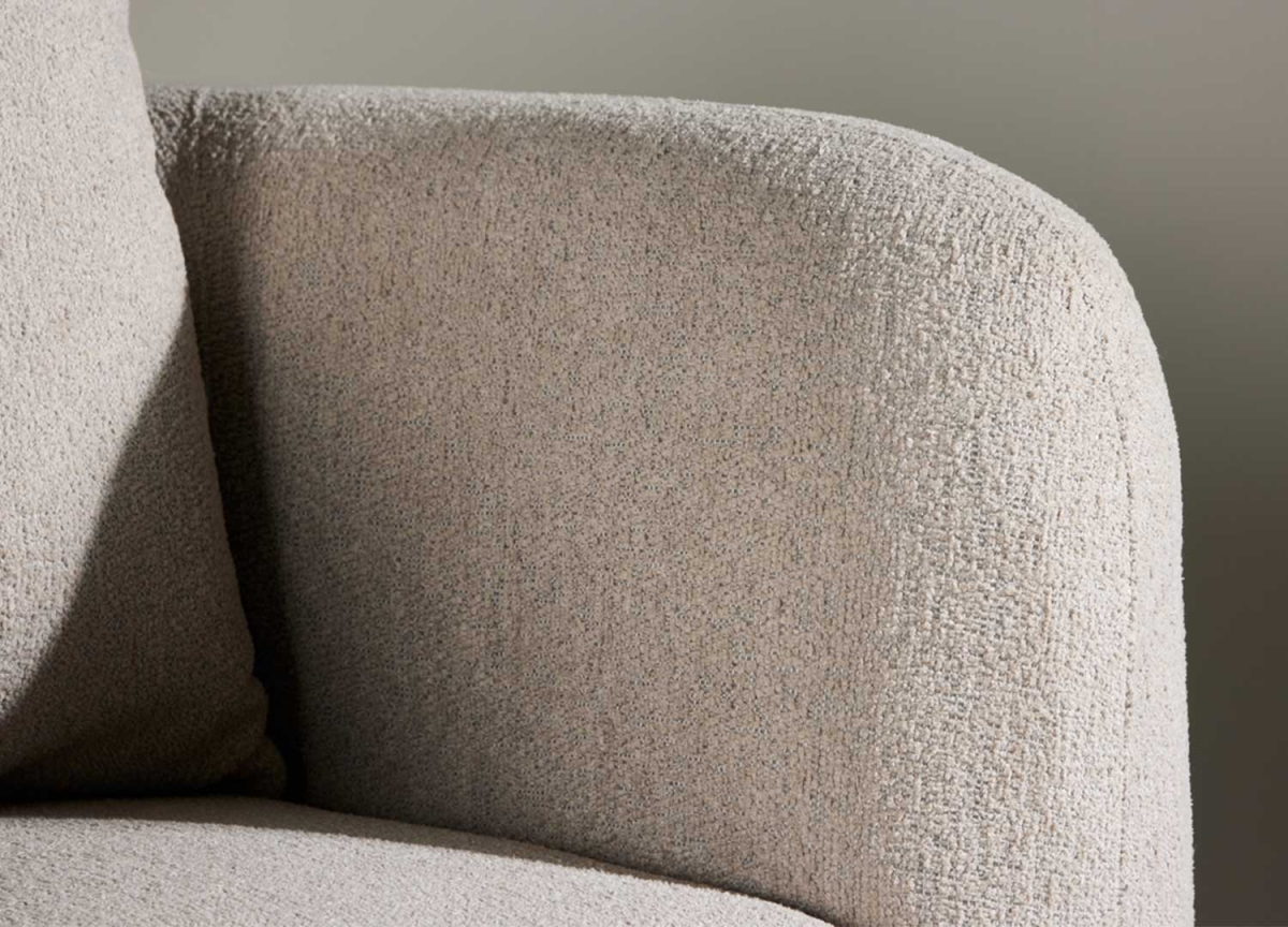 Fauteuil Club en Tissu Bouclé Beige