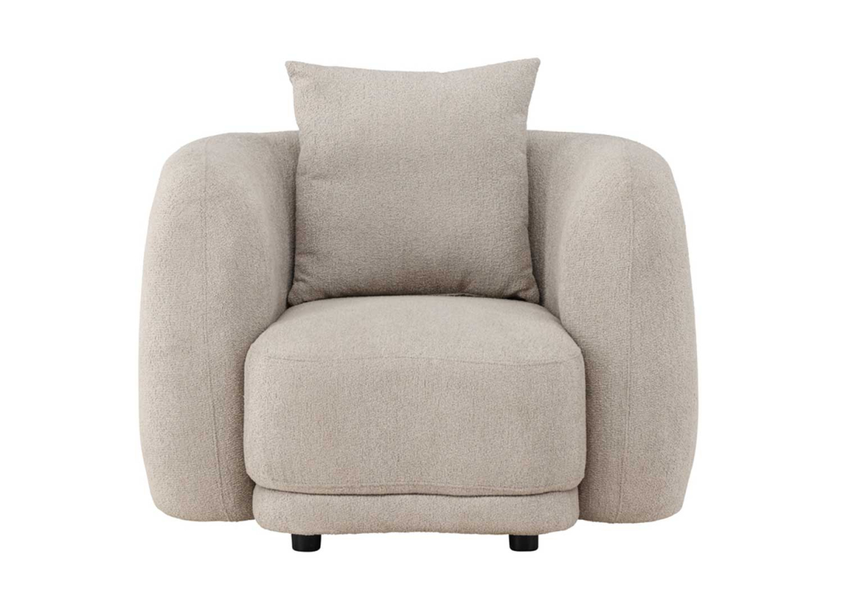 Fauteuil moderne confortable rembourré avec accoudoirs et coussin