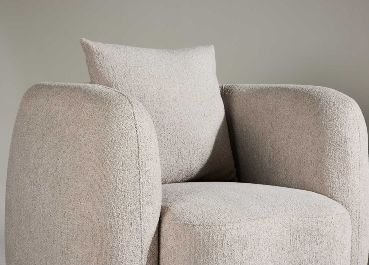 Fauteuil Club en Tissu Bouclé Beige