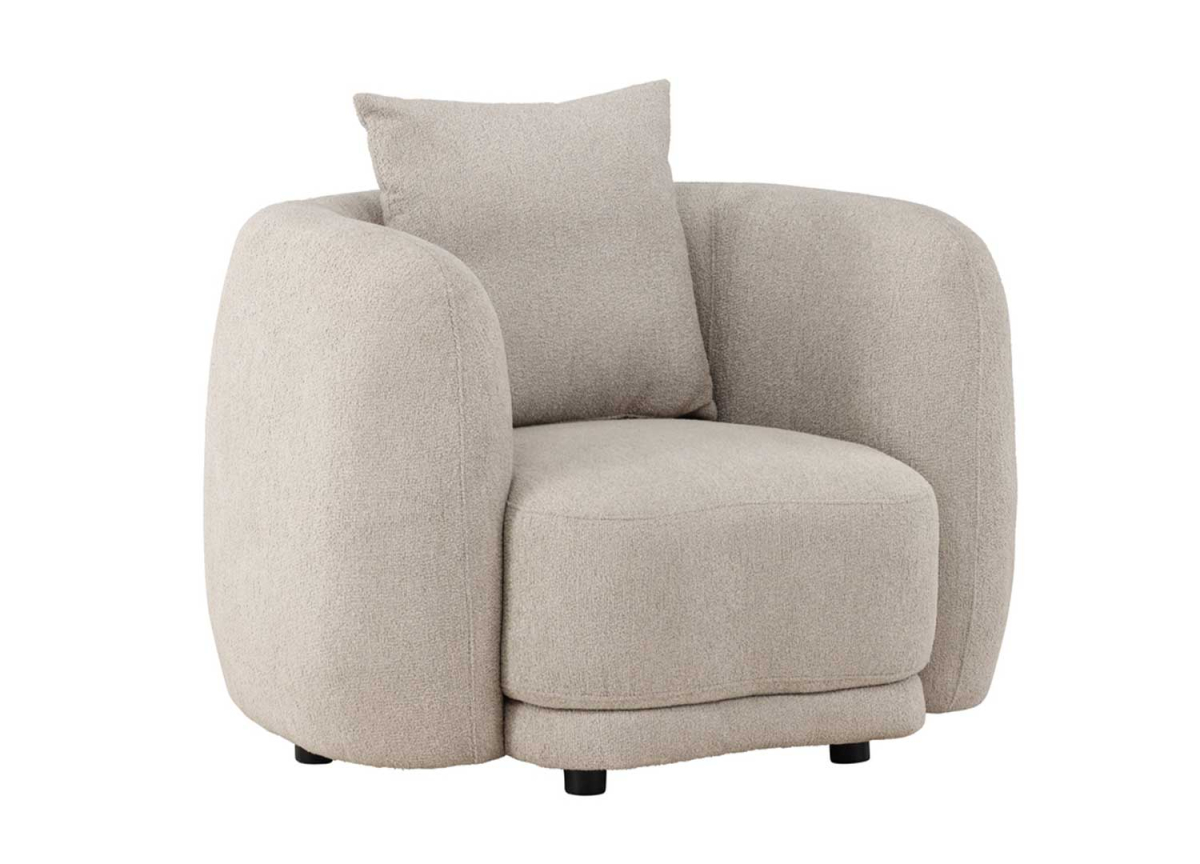 Fauteuil de salon design en tissu bouclé beige