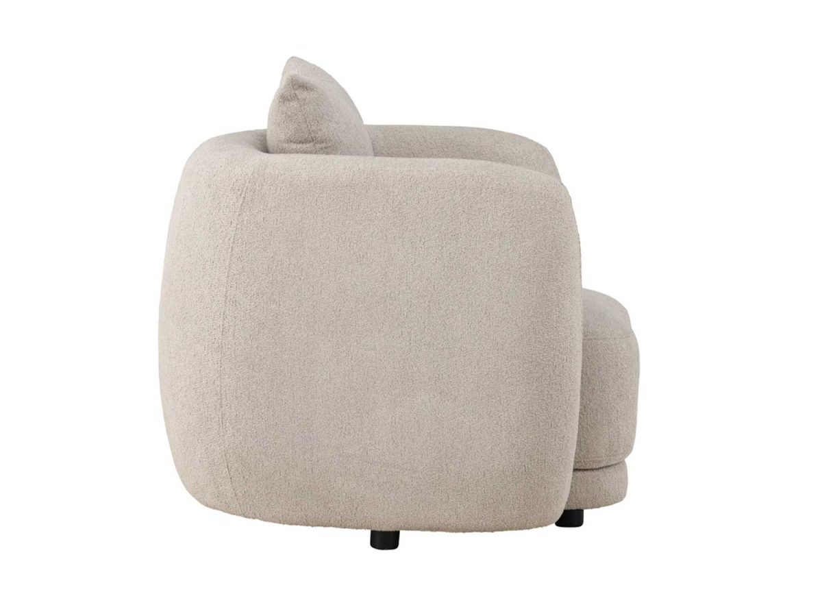 Fauteuil Club en Tissu Bouclé Beige