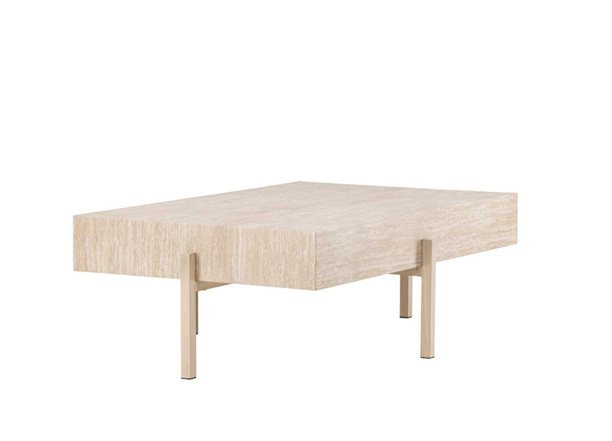 Table Basse Design Rectangulaire Blanchi à la Chaux