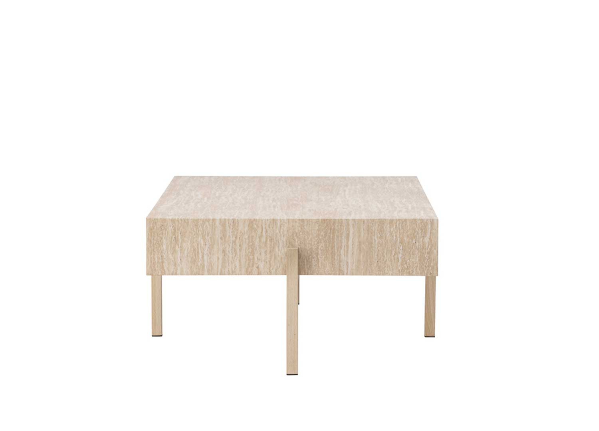 Table Basse Design Rectangulaire Blanchi à la Chaux