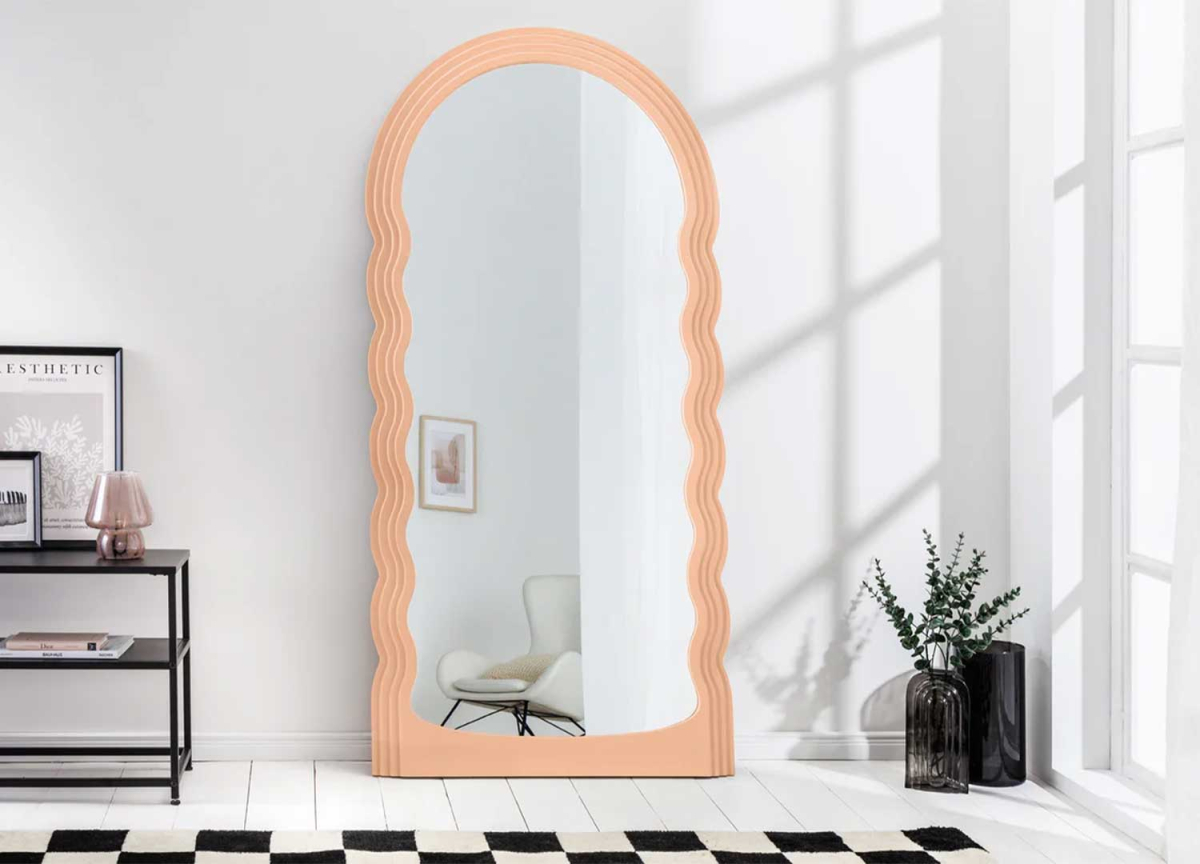 Miroir design cadre arche et côté vague 160 cm