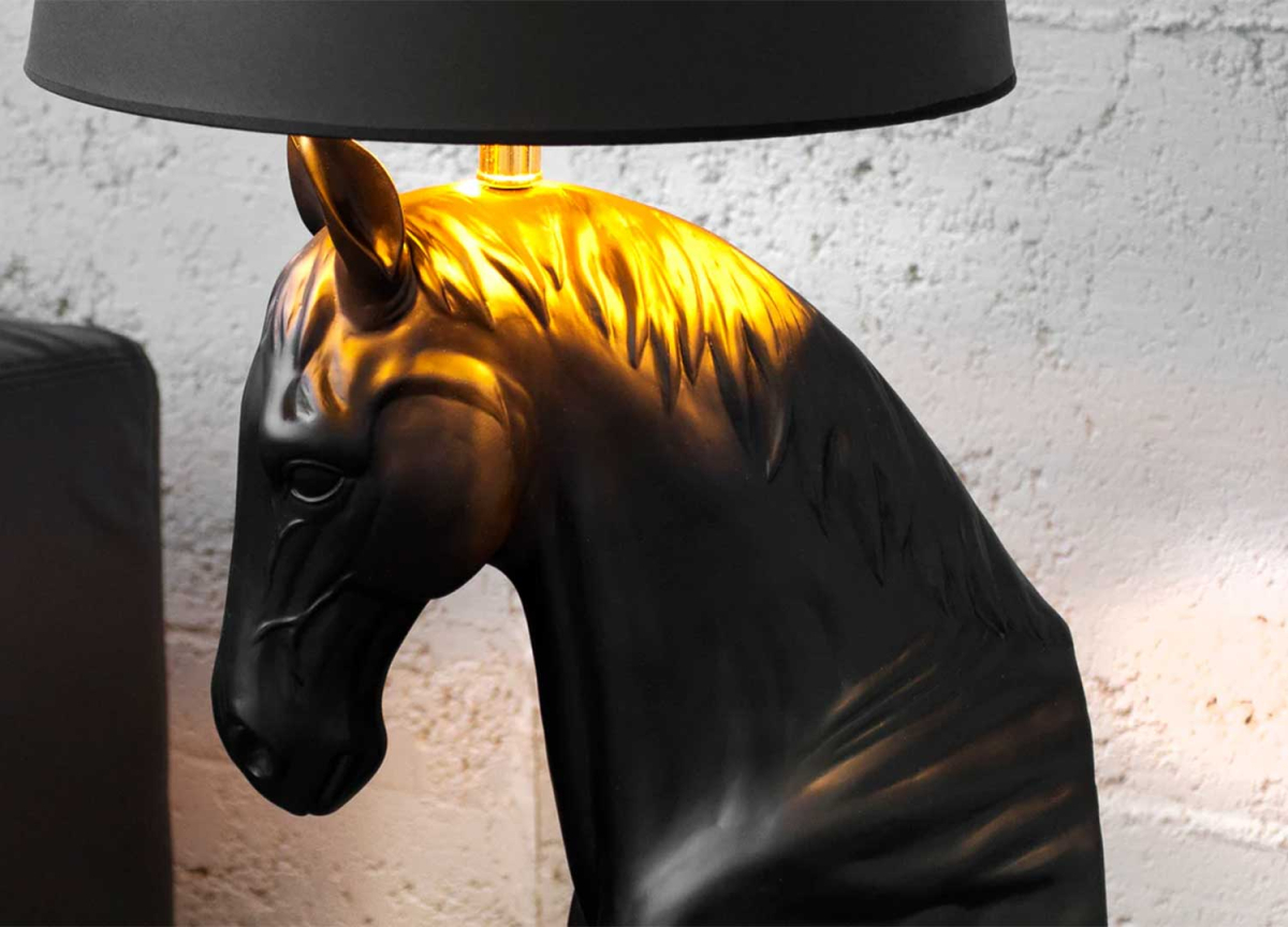 Lampadaire Cheval Design Noir 130 cm