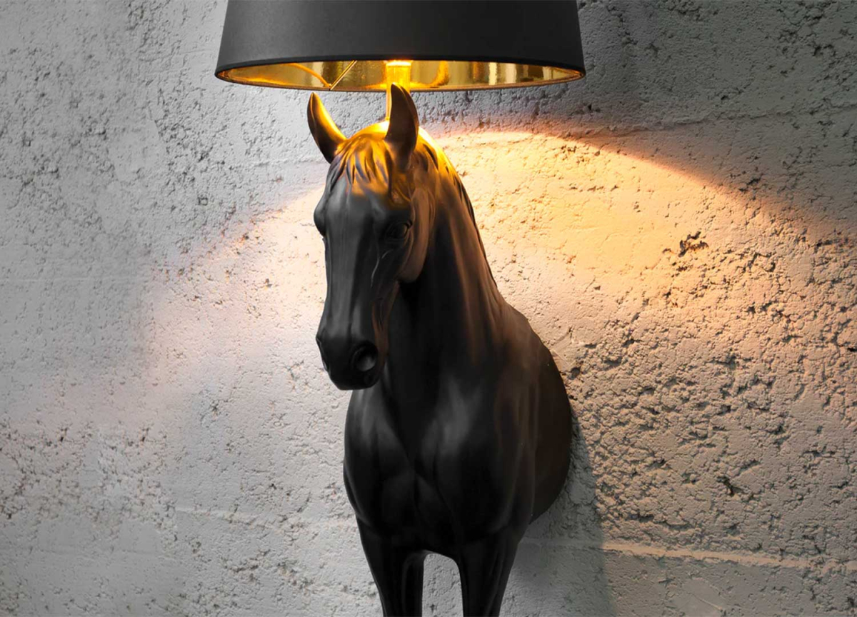 Lampadaire Cheval Design Noir 130 cm