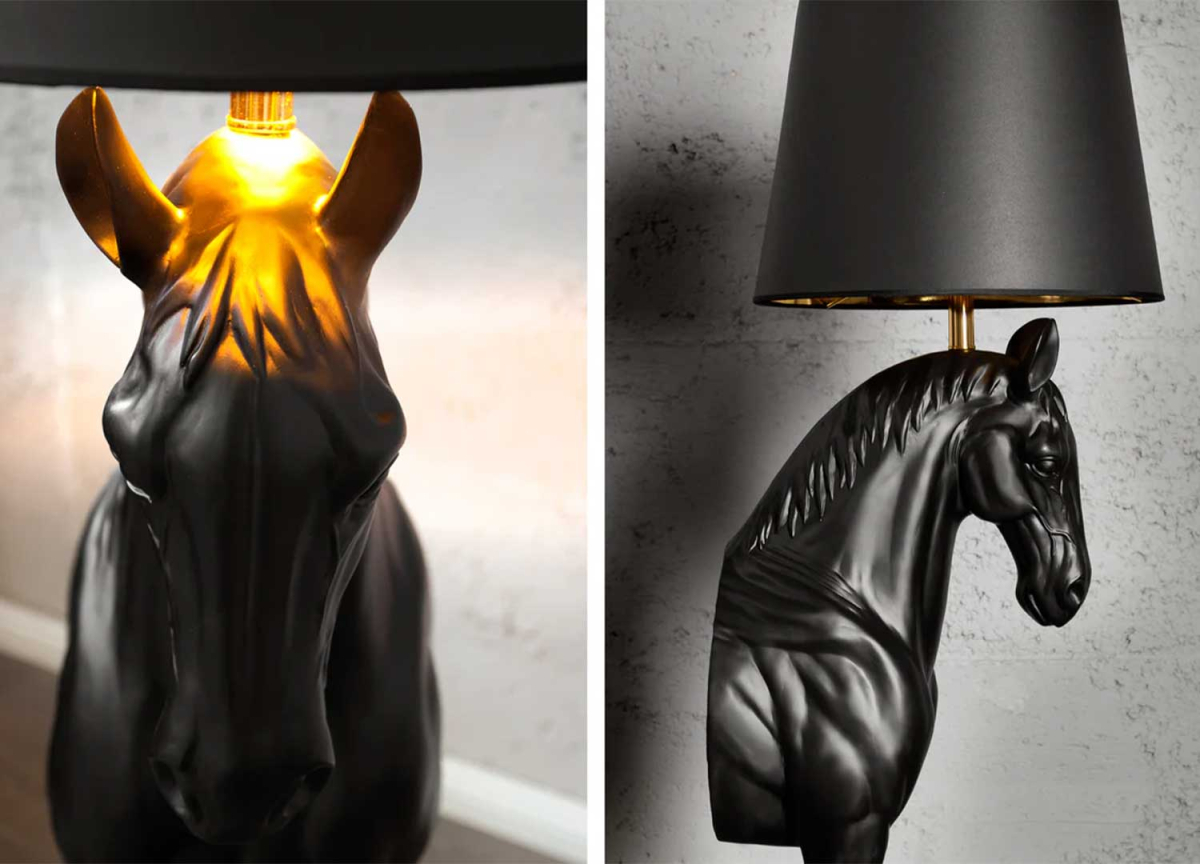 Lampadaire Cheval Design Noir 130 cm
