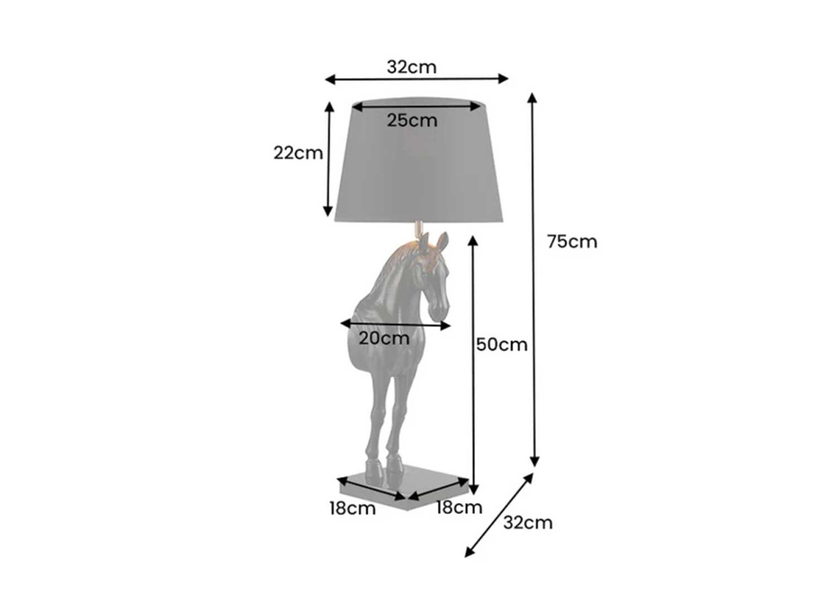 Lampe de Table Cheval Design Noir 75 cm