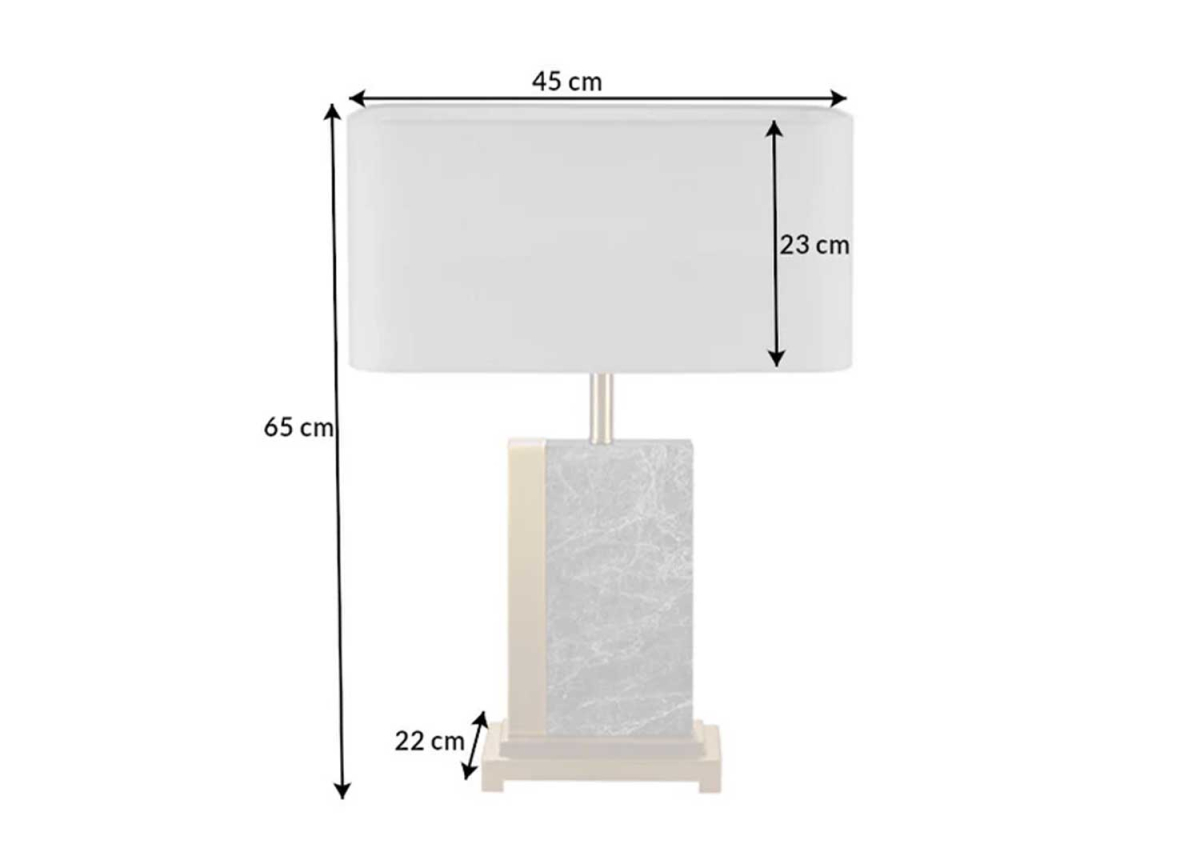 Lampe de Table Design Marbre Gris Acier Doré
