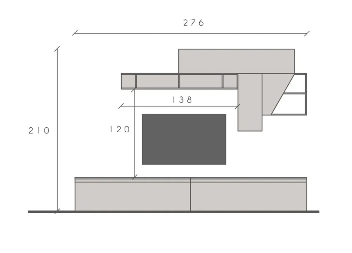 Composition TV 276 cm Banc TV et Meubles Muraux