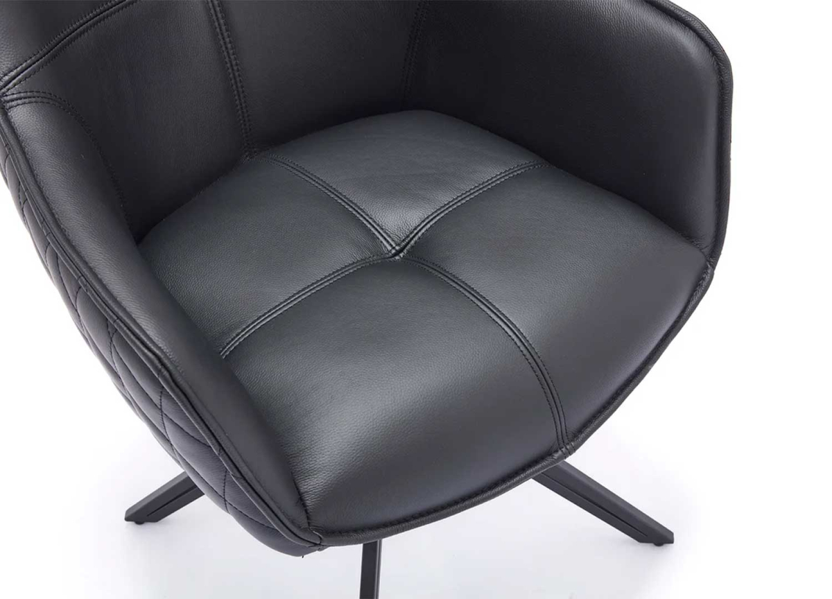 Chaises en Cuir Véritable Noir - Assises Pivotantes