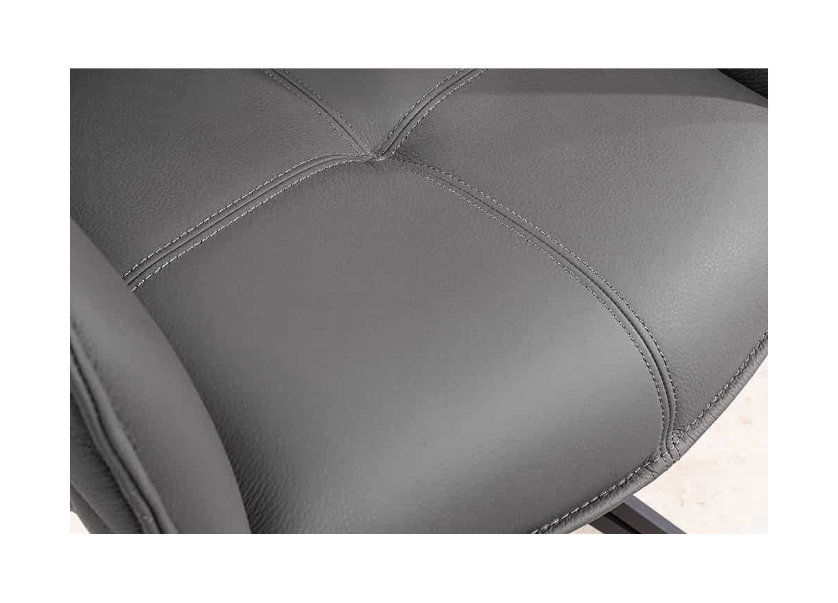 Chaises en Cuir Véritable Grise - Assise pivotante