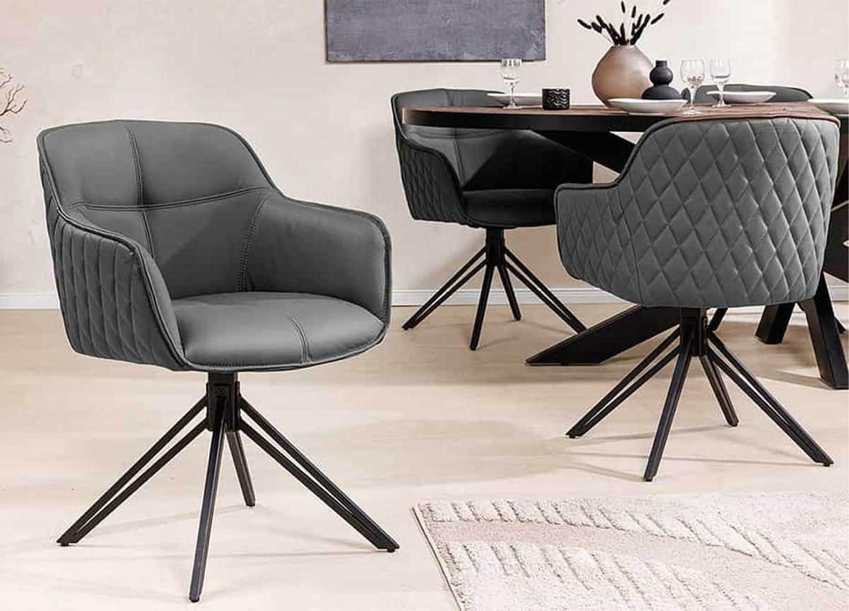 Chaise en cuir véritable gris