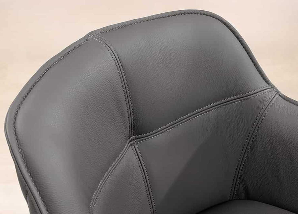 Chaises en Cuir Véritable Grise - Assise pivotante