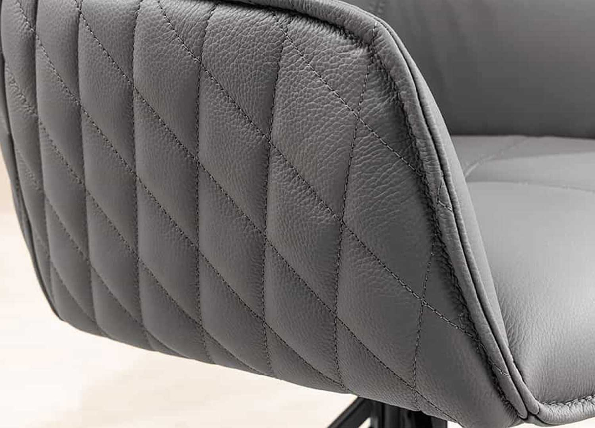Chaises en Cuir Véritable Grise - Assise pivotante