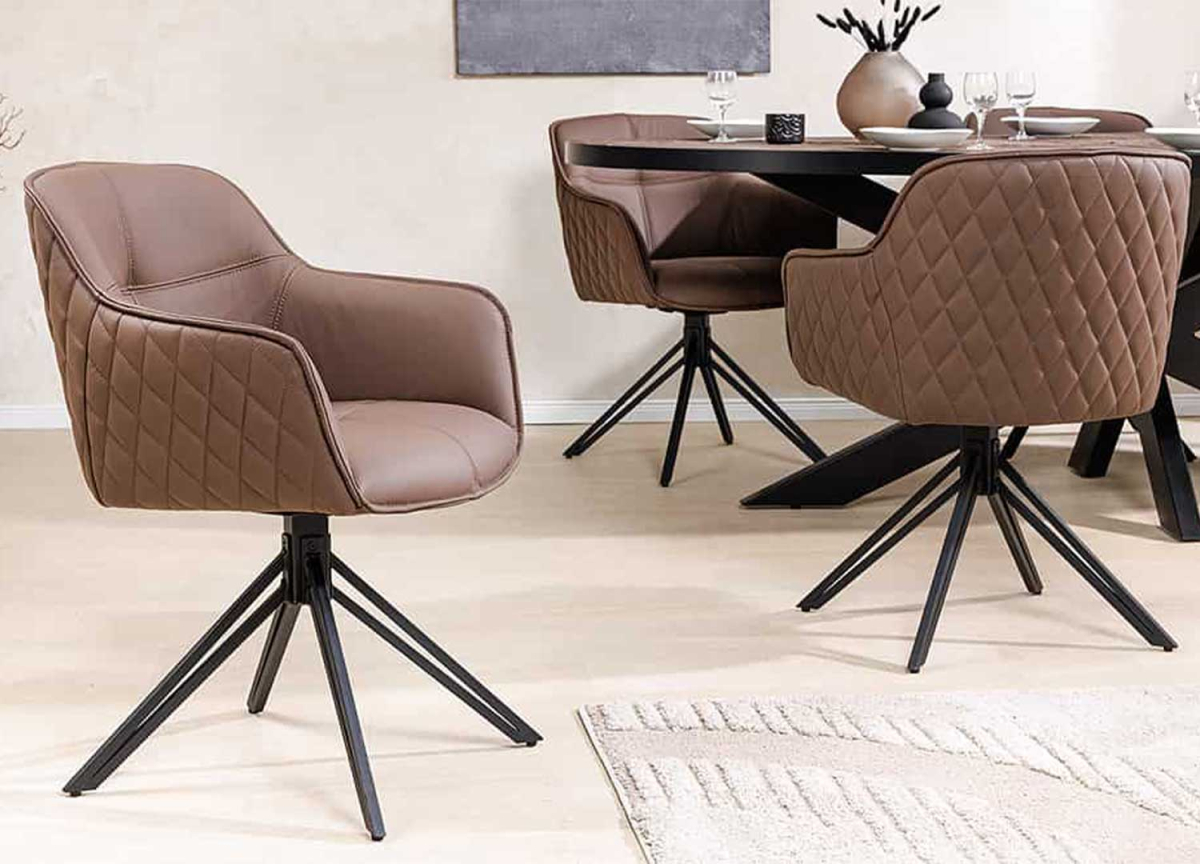 Chaise de salle à manger en cuir marron