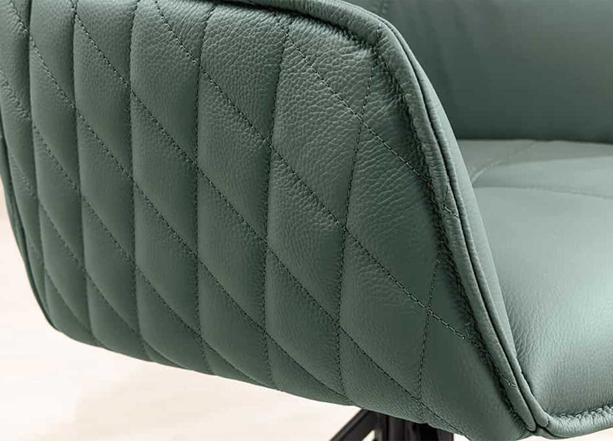 Chaises en Cuir Véritable Vert - Assises Pivotantes