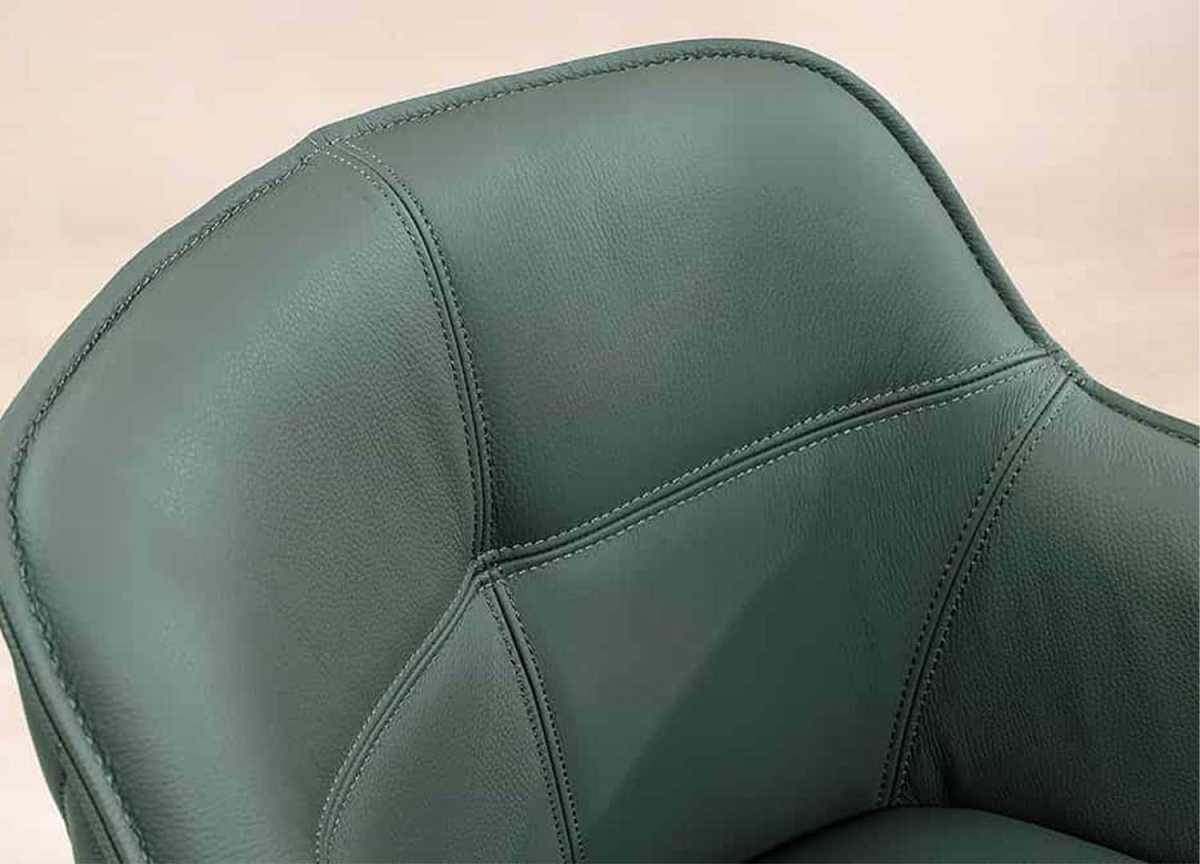 Chaises en Cuir Véritable Vert - Assises Pivotantes