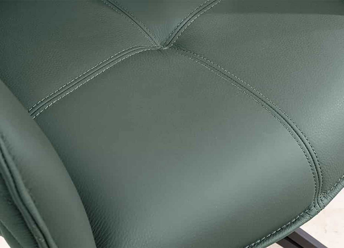 Chaises en Cuir Véritable Vert - Assises Pivotantes