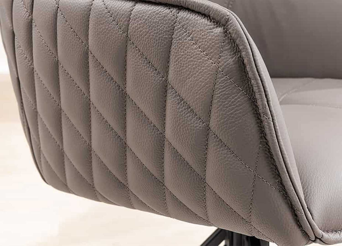 Chaises en Cuir Véritable Taupe - Assises Pivotantes