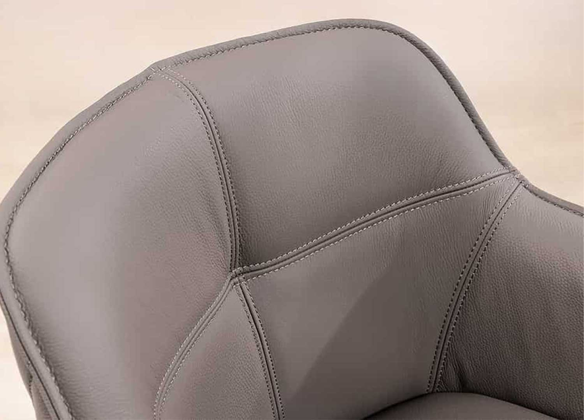 Chaises en Cuir Véritable Taupe - Assises Pivotantes