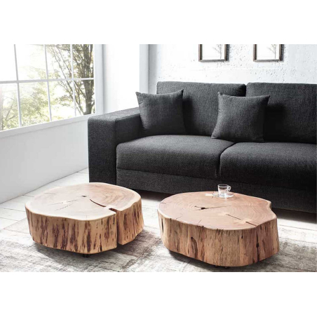 Table basse originale tronc d'arbre acacia massif