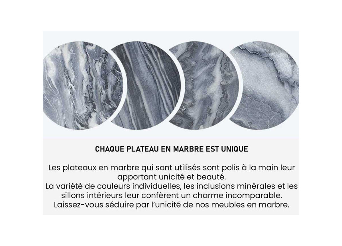 Table Basse Design Marbre Gris - Blanc