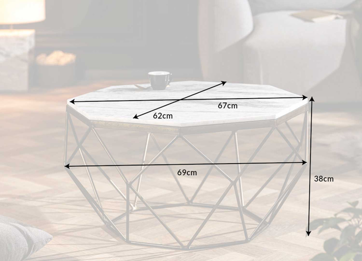 Table Basse Octogonale Marbre Blanc