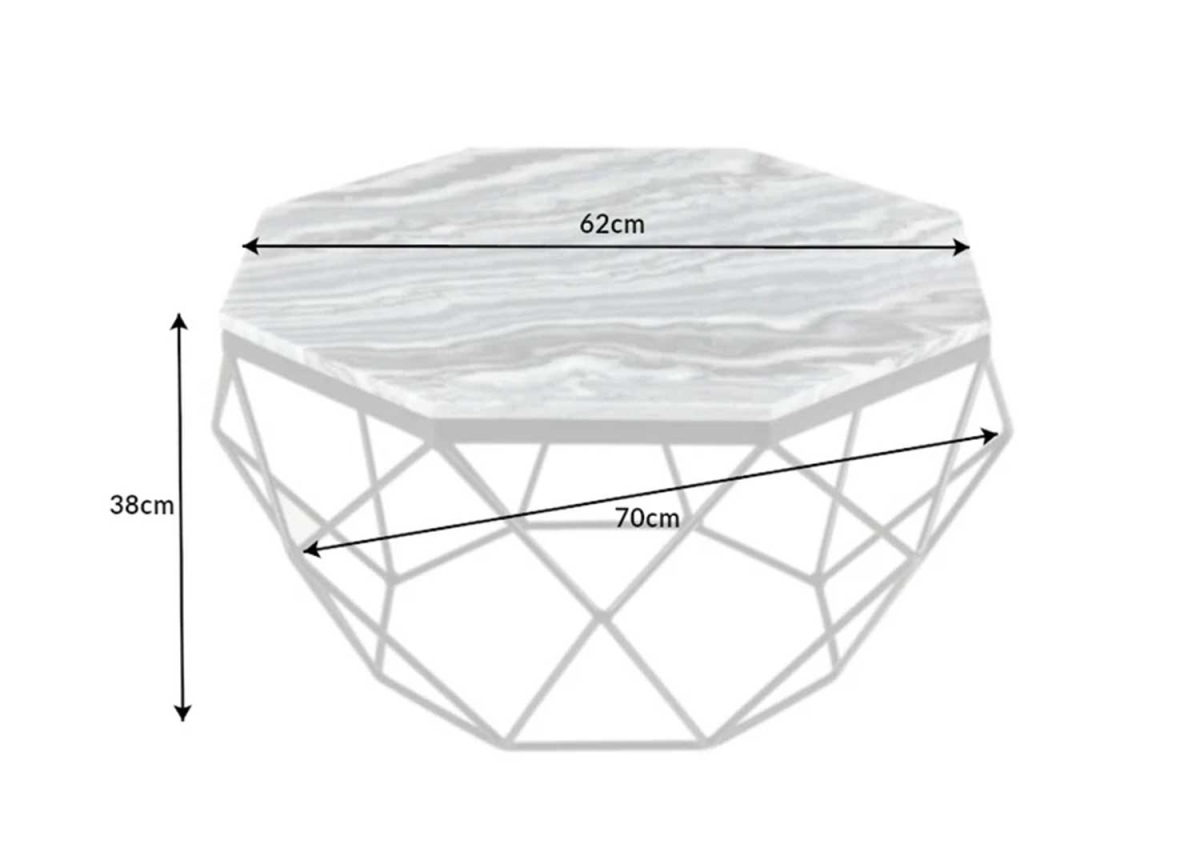 Table Basse Design Marbre Gris - Blanc