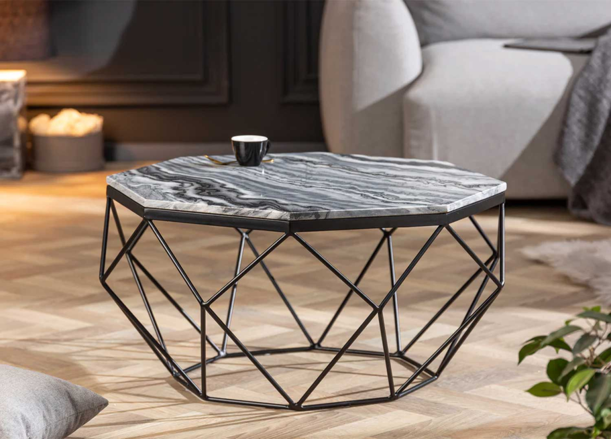 Table de salon marbre gris