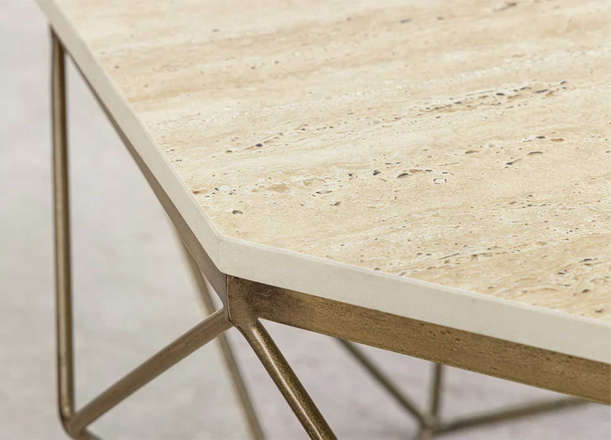 Table Basse Design en Travertin Beige